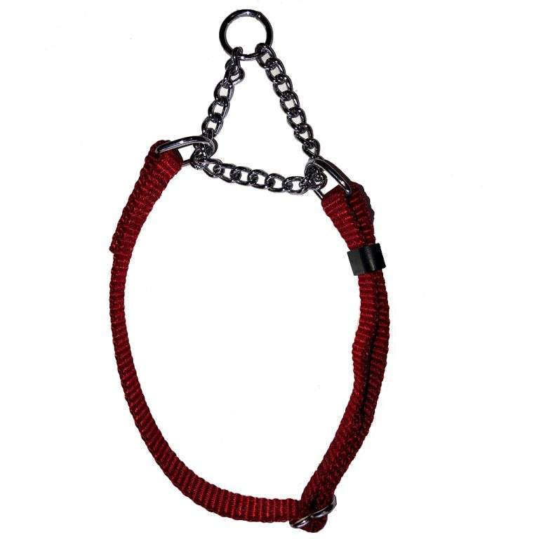 Martingale Nylon w/chain 5/8" x 9-15" Velvet Red
