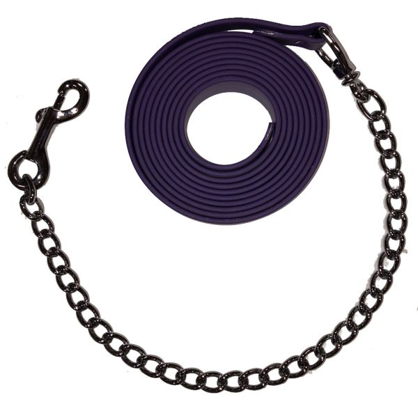 Beta Equine Lead 1" x 10' Heavyweight w/24" lead Nickel Plated chain Purple
